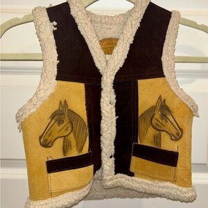 Kid’s Vintage SuedeHorse Vest with Shearling Inside Made in Mexico Size 6